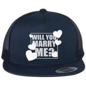 Will You Marry Me Cute Gift Cute Wedding Marriage Proposal Cute Gift Hearts Gift Flat Bill Trucker Hat