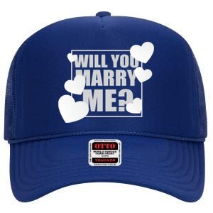 Will You Marry Me Cute Gift Cute Wedding Marriage Proposal Cute Gift Hearts Gift High Crown Mesh Back Trucker Hat