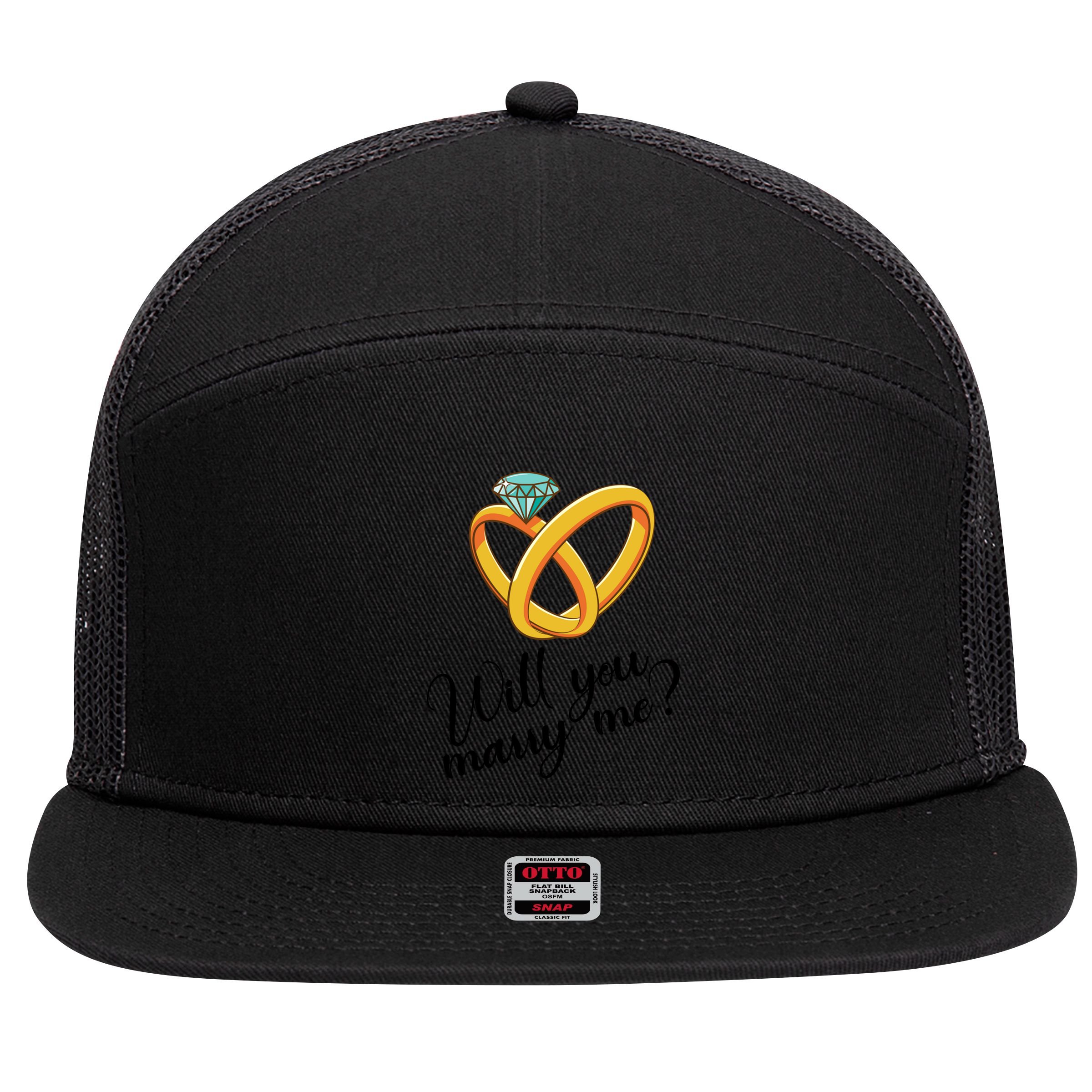 Will You Marry Me Gift 7 Panel Mesh Trucker Snapback Hat