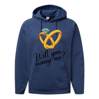 Will You Marry Me Gift Performance Fleece Hoodie