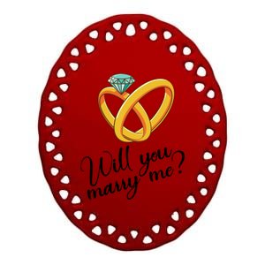 Will You Marry Me Gift Ceramic Oval Ornament