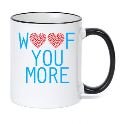 Woof You More Paw Print Hearts Gift 11oz Black Color Changing Mug