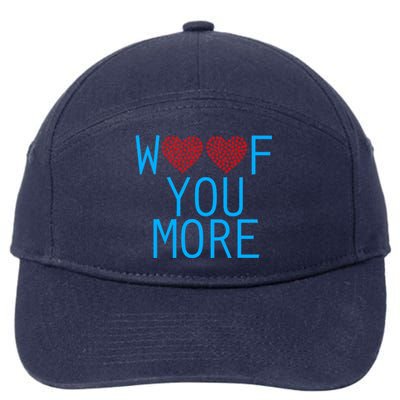 Woof You More Paw Print Hearts Gift 7-Panel Snapback Hat