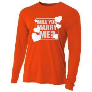 Will You Marry Me Great Gift Cute Wedding Marriage Proposal Great Gift Hearts Gi Cooling Performance Long Sleeve Crew