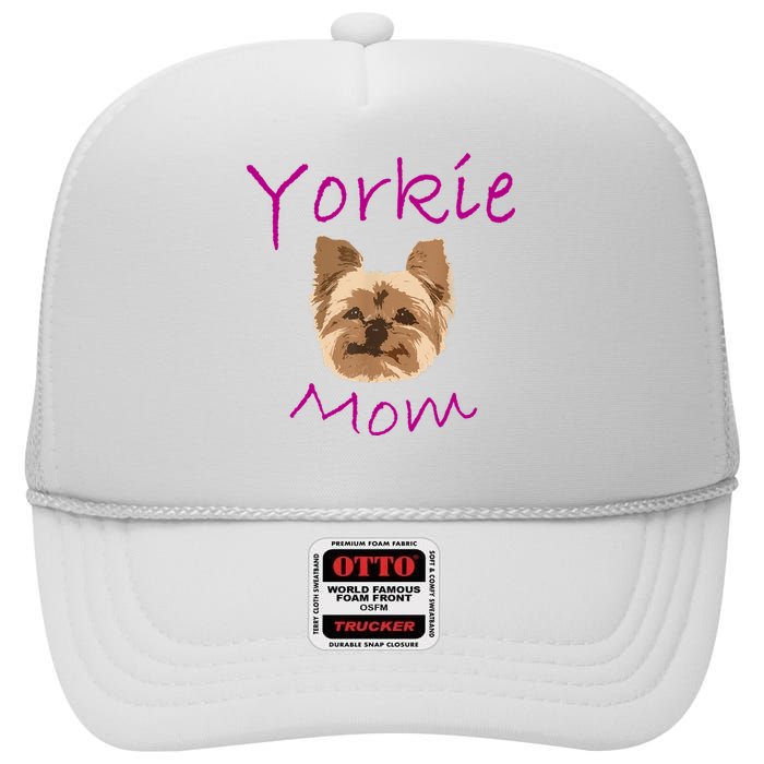 Wo Yorkie Mom Proud Yorkshire Terrier Mama Mom High Crown Mesh Back Trucker Hat