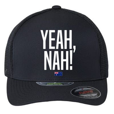 Wo Yeah Nah Australia Aussie Australian Slang V-Neck Flexfit Unipanel Trucker Cap