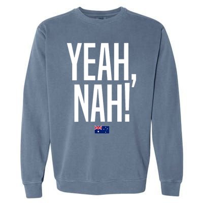 Wo Yeah Nah Australia Aussie Australian Slang V-Neck Garment-Dyed Sweatshirt