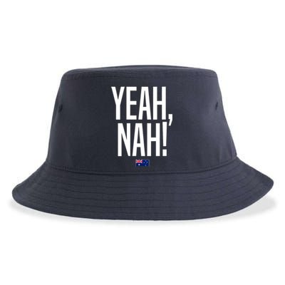 Wo Yeah Nah Australia Aussie Australian Slang V-Neck Sustainable Bucket Hat