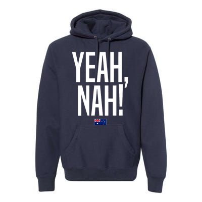 Wo Yeah Nah Australia Aussie Australian Slang V-Neck Premium Hoodie