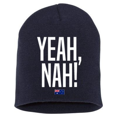 Wo Yeah Nah Australia Aussie Australian Slang V-Neck Short Acrylic Beanie