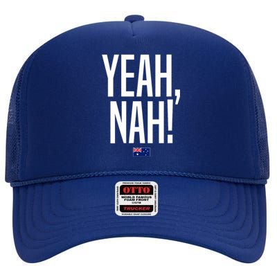 Wo Yeah Nah Australia Aussie Australian Slang V-Neck High Crown Mesh Back Trucker Hat