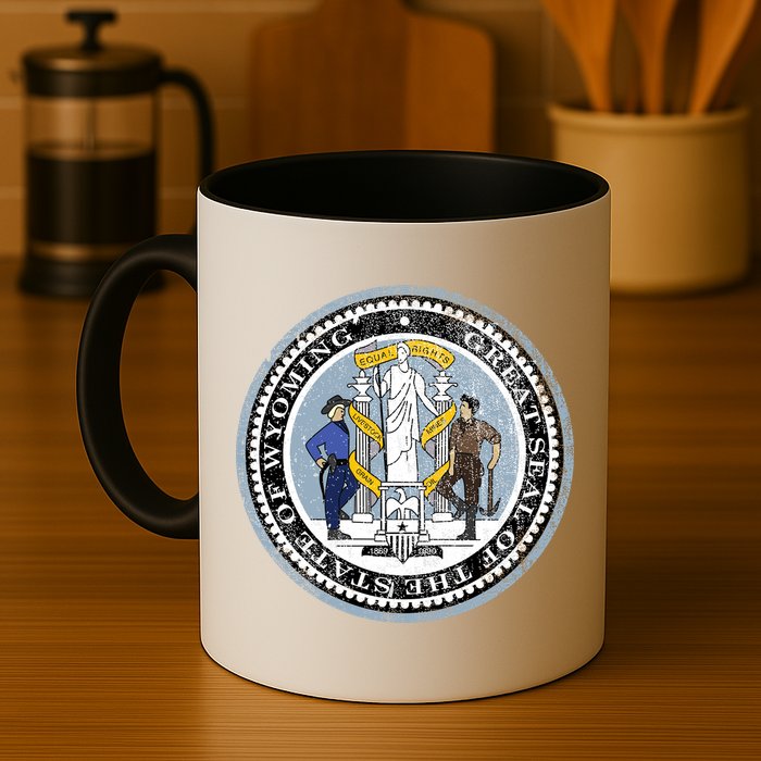 Wyoming Distressed State Seal Mug