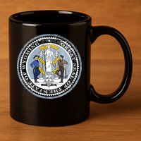 Wyoming Distressed State Seal 11oz C Handle Ceramic Mug