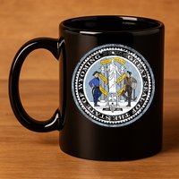 Wyoming Distressed State Seal 11oz C Handle Ceramic Mug