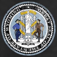 Wyoming Distressed State Seal 11oz C Handle Ceramic Mug