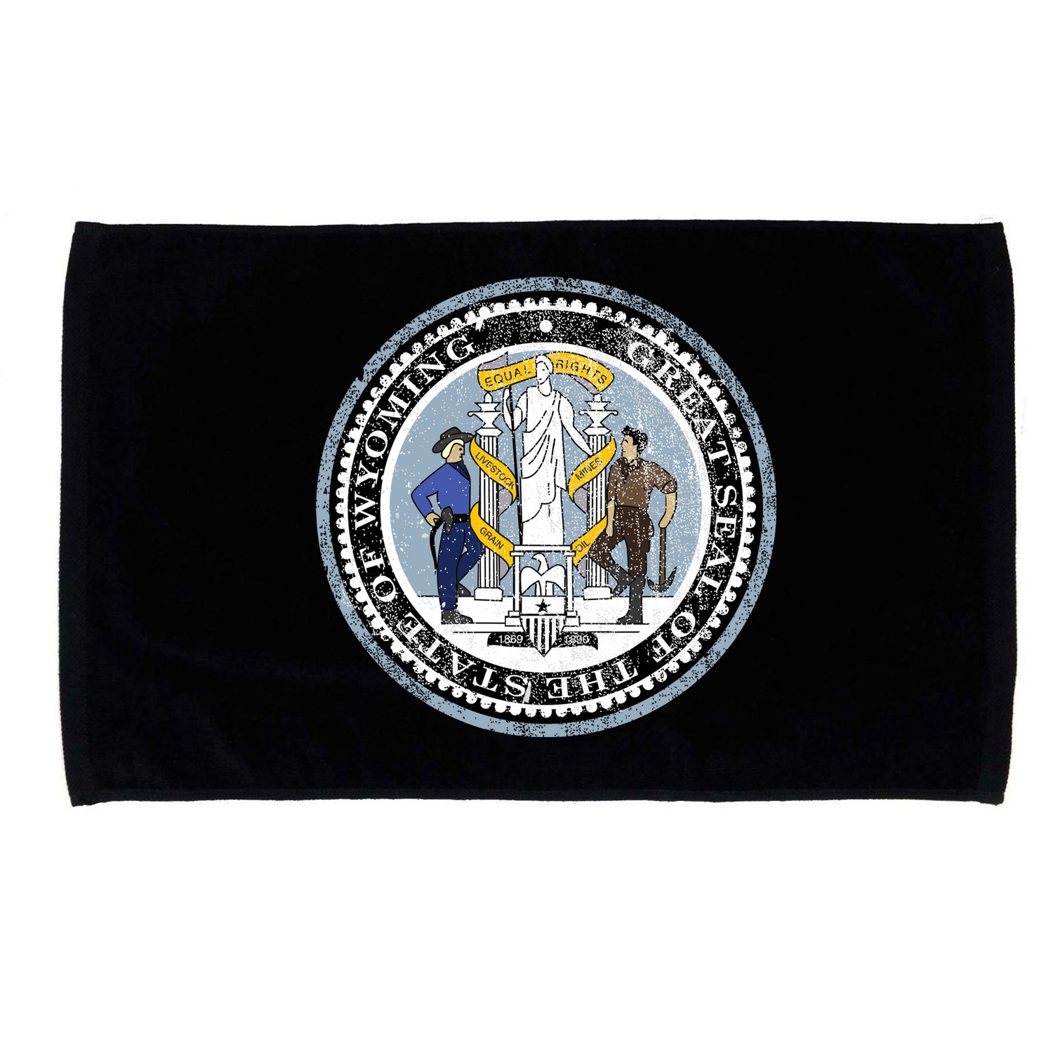 Wyoming Distressed State Seal Microfiber Hand Towel