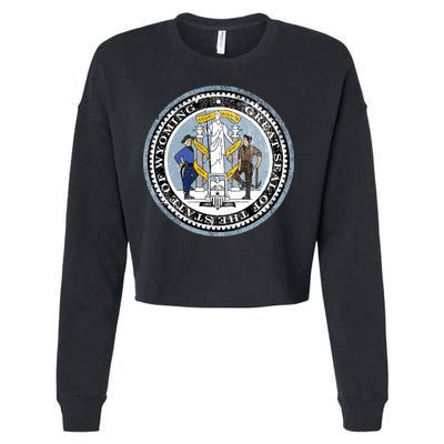 Wyoming Distressed State Seal Cropped Pullover Crew