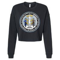 Wyoming Distressed State Seal Cropped Pullover Crew