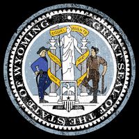 Wyoming Distressed State Seal Cropped Pullover Crew