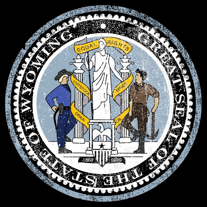 Wyoming Distressed State Seal Cropped Pullover Crew
