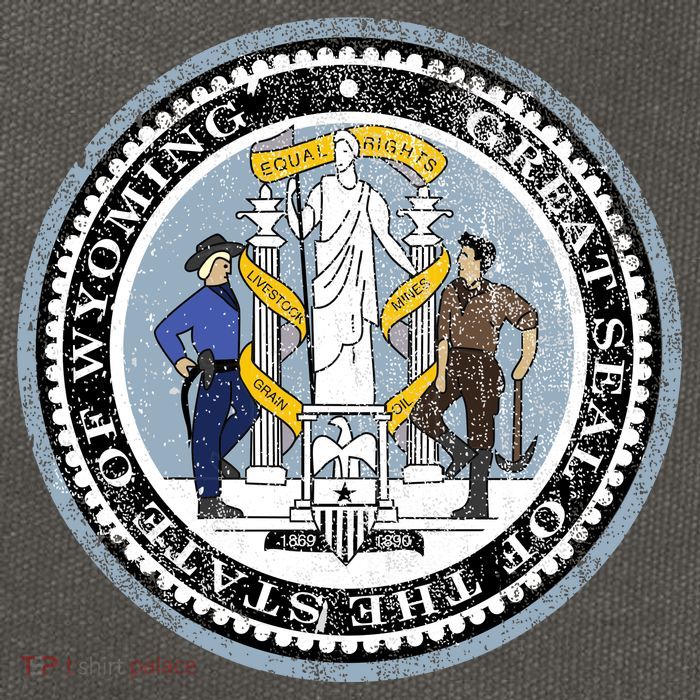 Wyoming Distressed State Seal Cotton Canvas Backpack