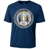 Wyoming Distressed State Seal Cooling Performance Crew T-Shirt