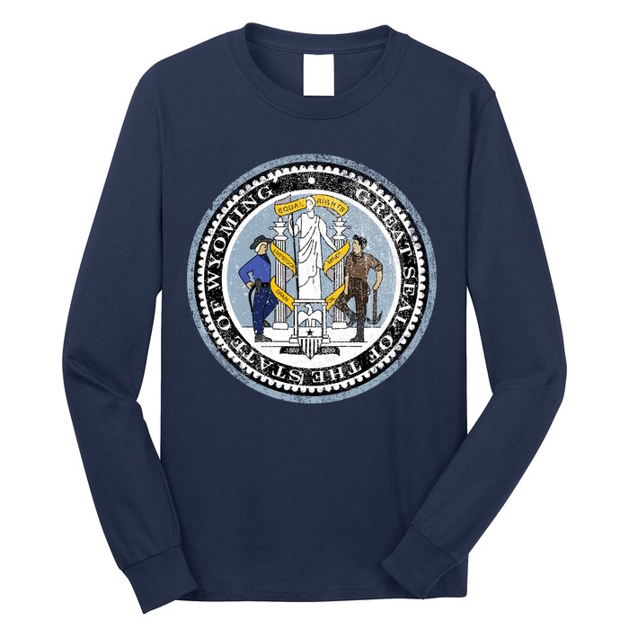 Wyoming Distressed State Seal Long Sleeve Shirt