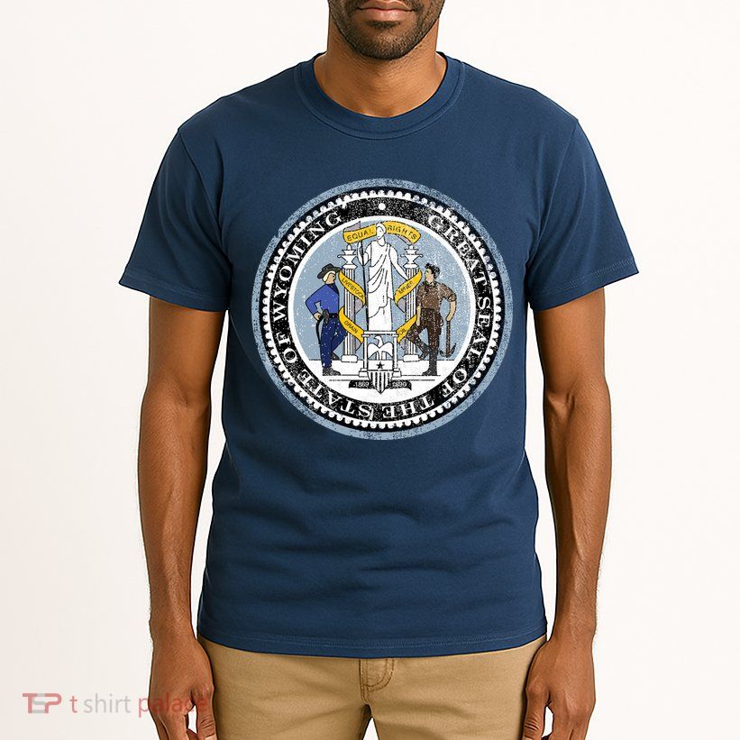 Wyoming Distressed State Seal Tall T-Shirt
