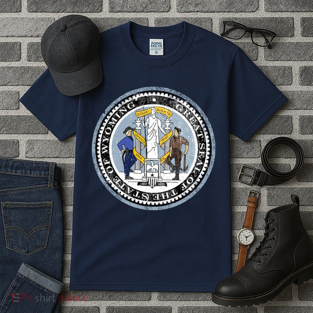 Wyoming Distressed State Seal Tall T-Shirt
