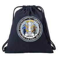 Wyoming Distressed State Seal Drawstring Bag