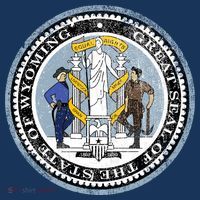 Wyoming Distressed State Seal Drawstring Bag