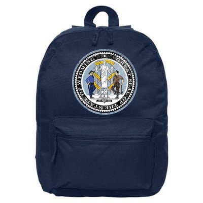 Wyoming Distressed State Seal 16 in Basic Backpack