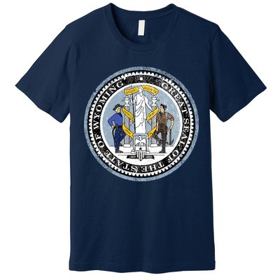 Wyoming Distressed State Seal Premium T-Shirt