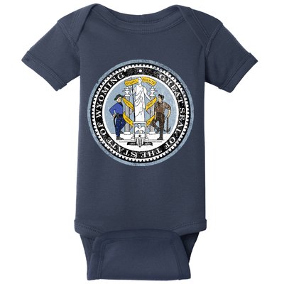 Wyoming Distressed State Seal Baby Bodysuit