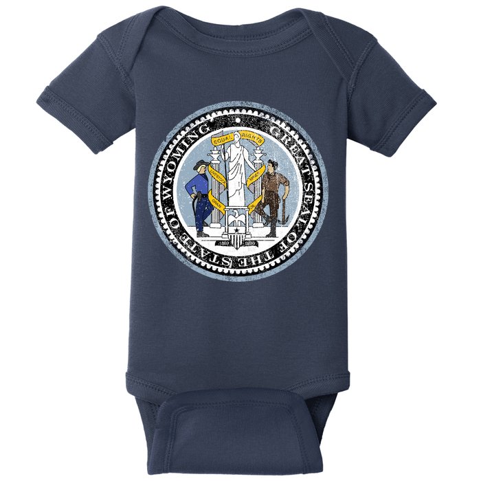 Wyoming Distressed State Seal Baby Bodysuit