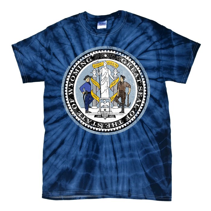 Wyoming Distressed State Seal Tie-Dye T-Shirt