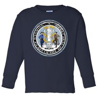 Wyoming Distressed State Seal Toddler Long Sleeve Shirt