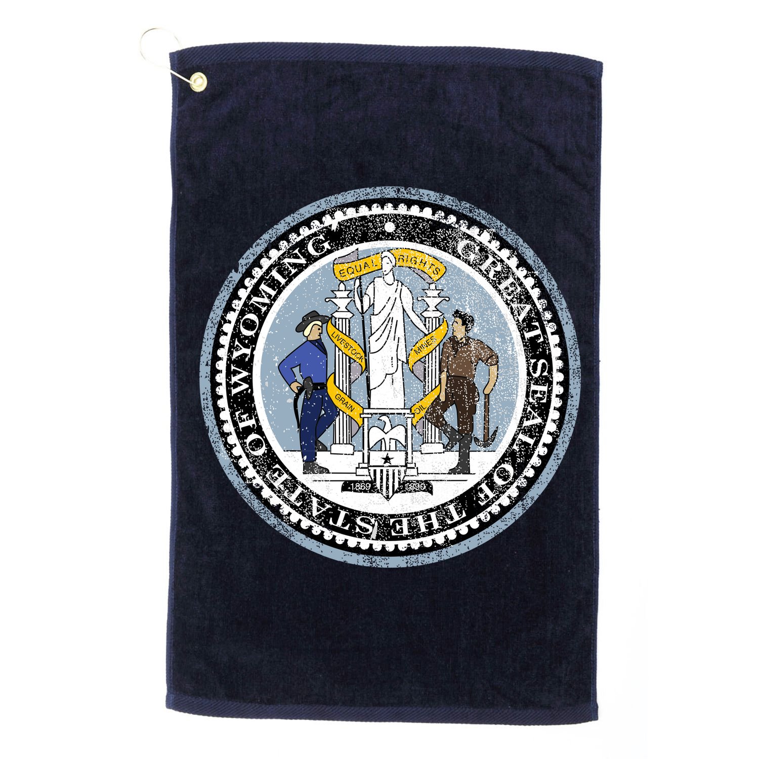 Wyoming Distressed State Seal Golf Towel
