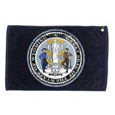 Wyoming Distressed State Seal Grommeted Golf Towel