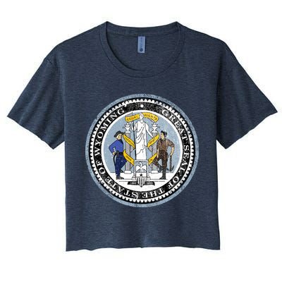 Wyoming Distressed State Seal Crop Top