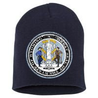 Wyoming Distressed State Seal Short Acrylic Beanie