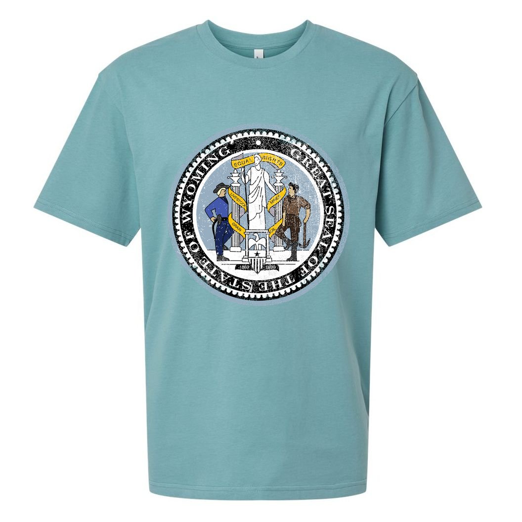 Wyoming Distressed State Seal Sueded Cloud Jersey T-Shirt