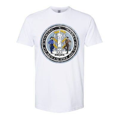 Wyoming Distressed State Seal Softstyle® CVC T-Shirt