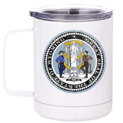 Wyoming Distressed State Seal 12 oz Stainless Steel Tumbler Cup