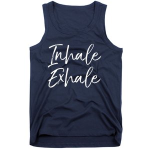 Womens Yoga Quote Gift For Women Cute Yoga Saying Inhale Exhale VNeck Tank Top