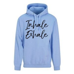 Womens Yoga Quote Gift For Women Cute Yoga Saying Inhale Exhale VNeck Unisex Surf Hoodie