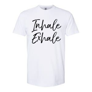 Womens Yoga Quote Gift For Women Cute Yoga Saying Inhale Exhale VNeck Softstyle CVC T-Shirt