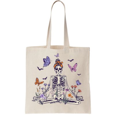 Women Yoga Skeleton Halloween Meditating Skeleton Mama Tote Bag