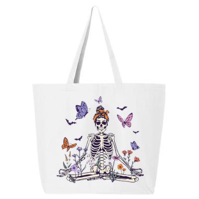 Women Yoga Skeleton Halloween Meditating Skeleton Mama 25L Jumbo Tote