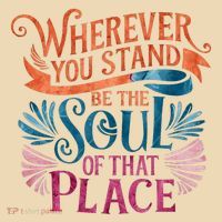 Wherever You Stand Be The Soul Of That Place Rumi Quote Drawstring Bag